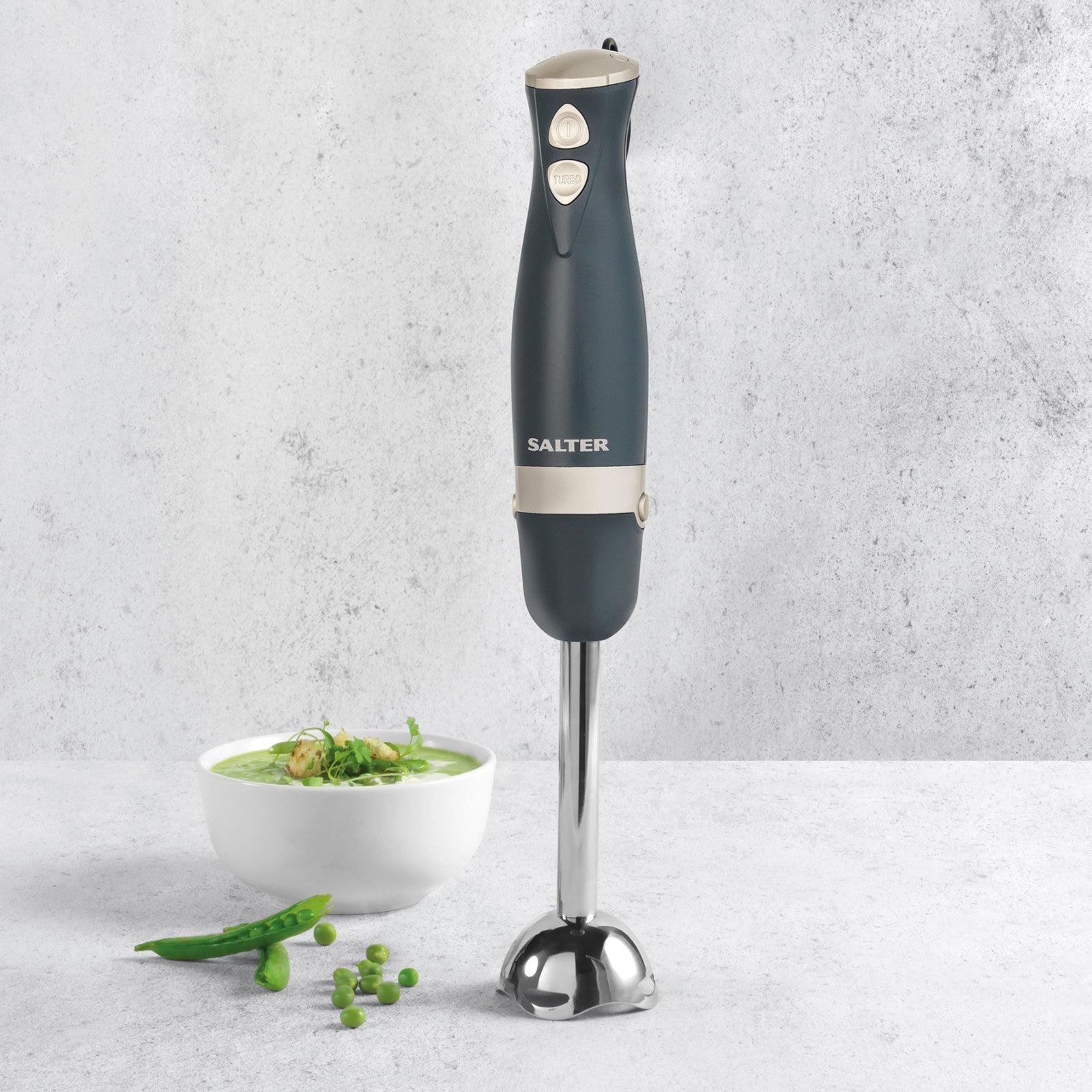 Salter Marino Hand Blender Immersion Blending 2 Speeds Settings Blue Grey 600 W