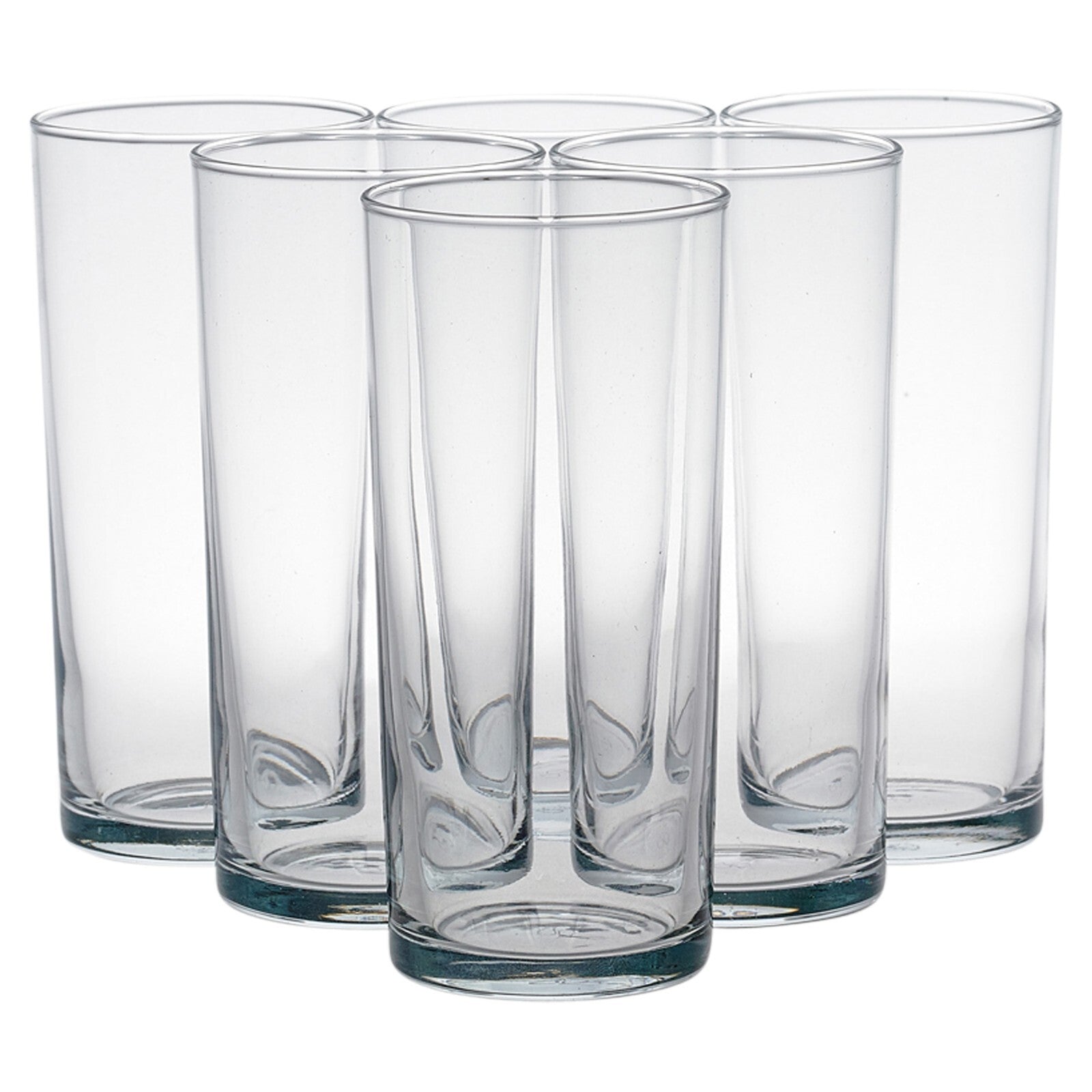 Set of 6 Clear Glass Tall Water Juice Drinking Highball Tumbler Glasses 200Ml
