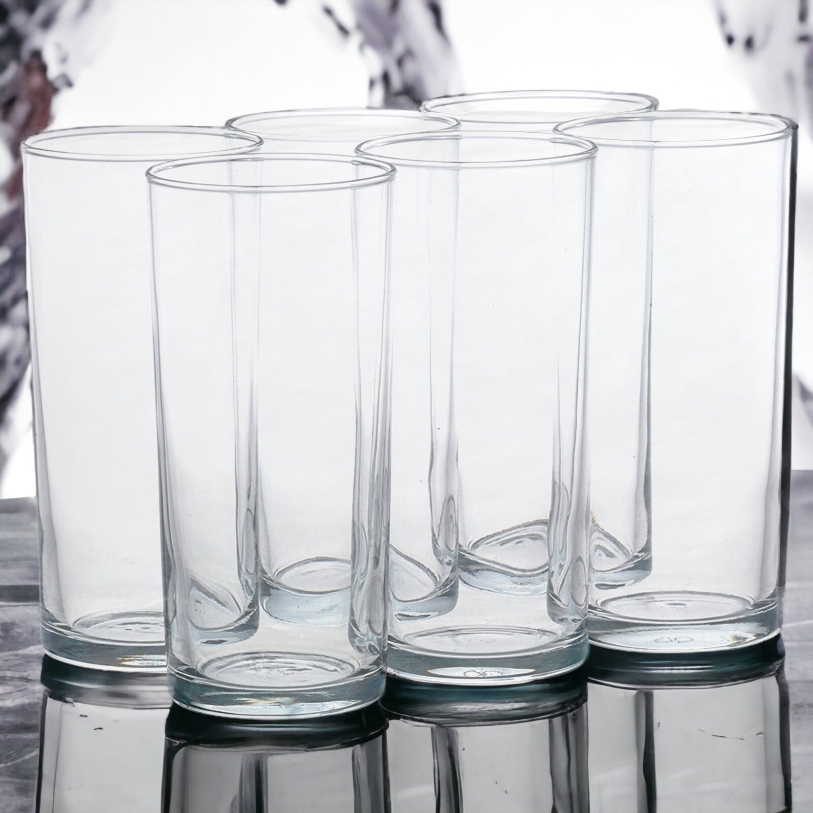 Set of 6 Clear Glass Tall Water Juice Drinking Highball Tumbler Glasses 200Ml