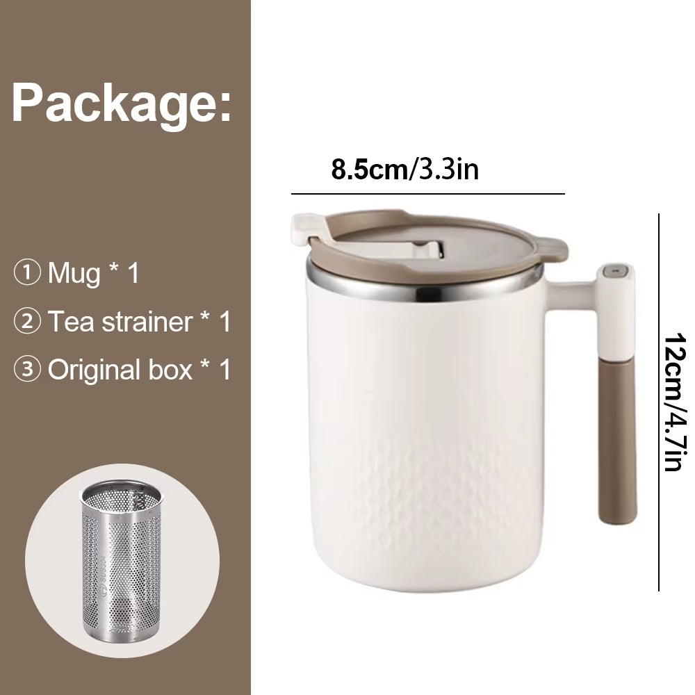 450ML Tea Cup with Infuser Coffee Thermo Mug for Office Leakproof Tea Milk Cup Stainless Steel Liner Drinking Cup Drinkware