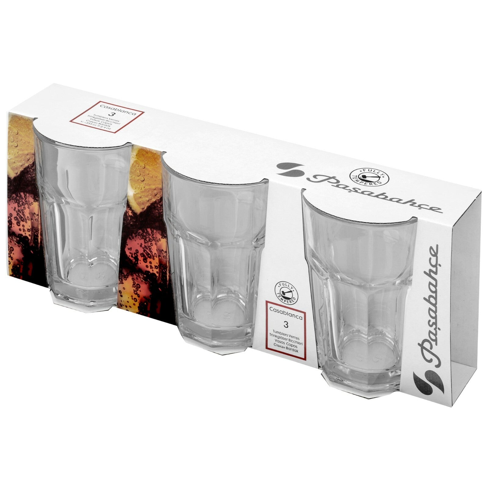 Pasabahce Casablanca 265Ml Set of 12 Tumbler Whisky Scotch Drinking Glasses Gift