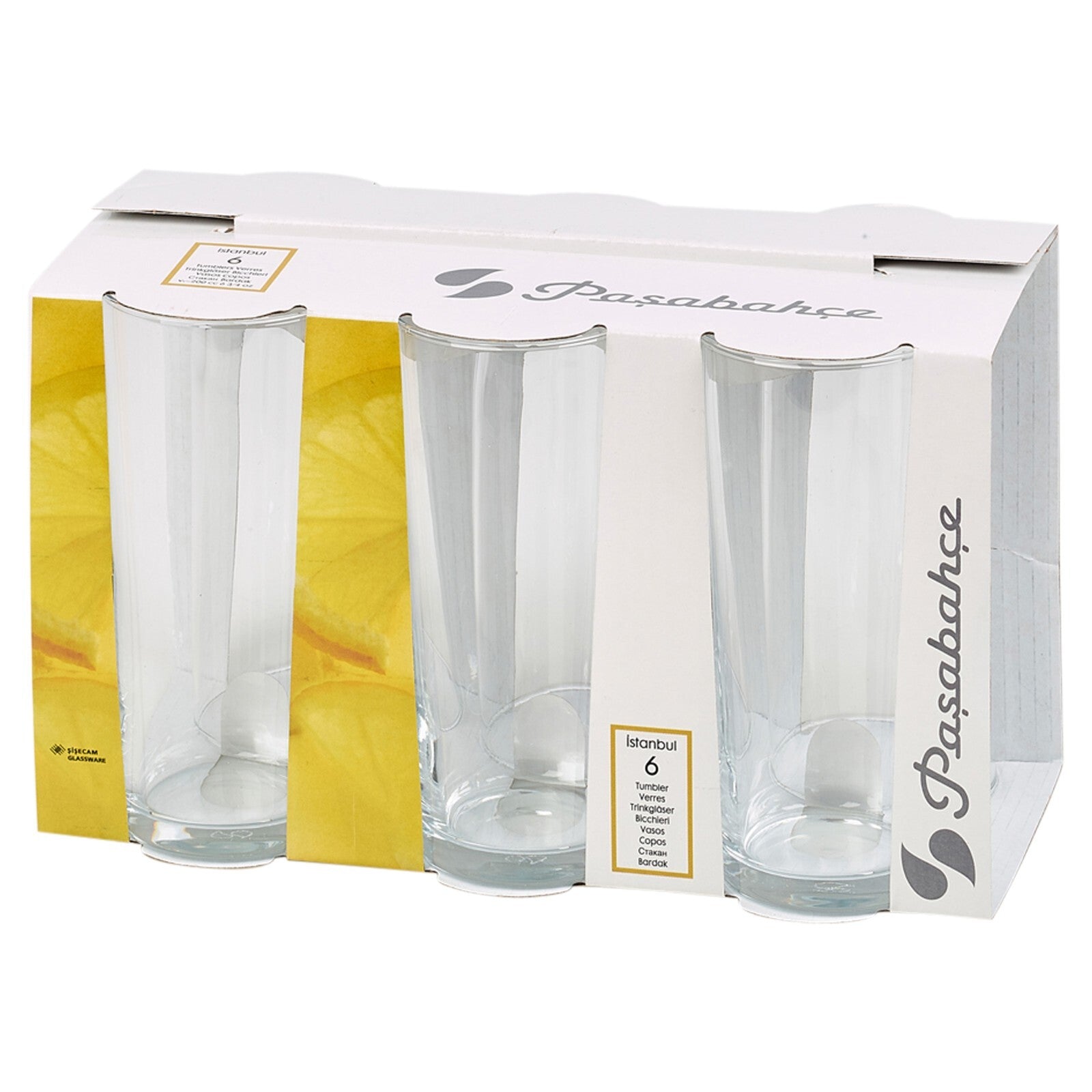 Set of 6 Clear Glass Tall Water Juice Drinking Highball Tumbler Glasses 200Ml