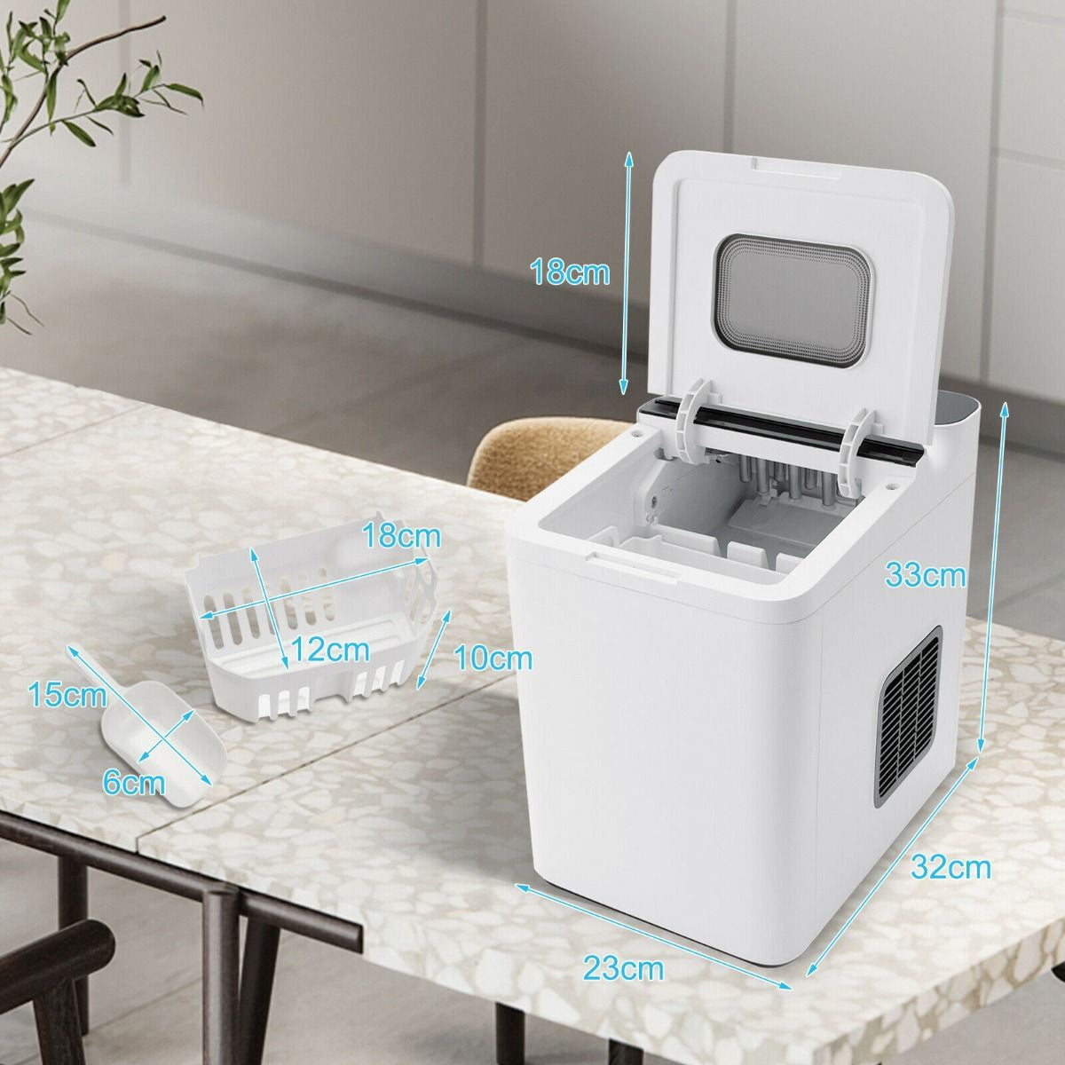 15KG/24H Countertop Ice Making Machine with Auto Clean