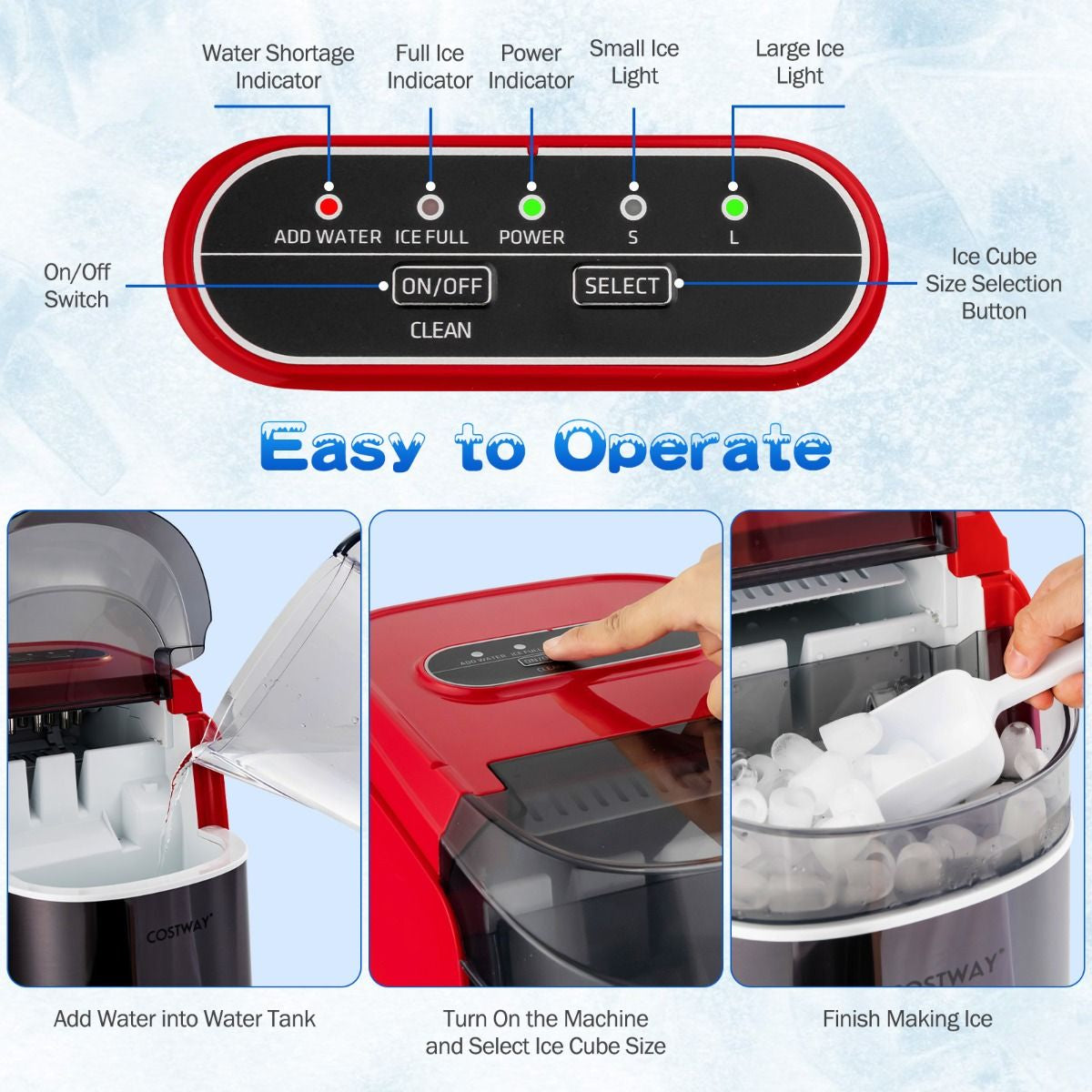 Portable Countertop Ice Maker with Ice Scoop and Basket