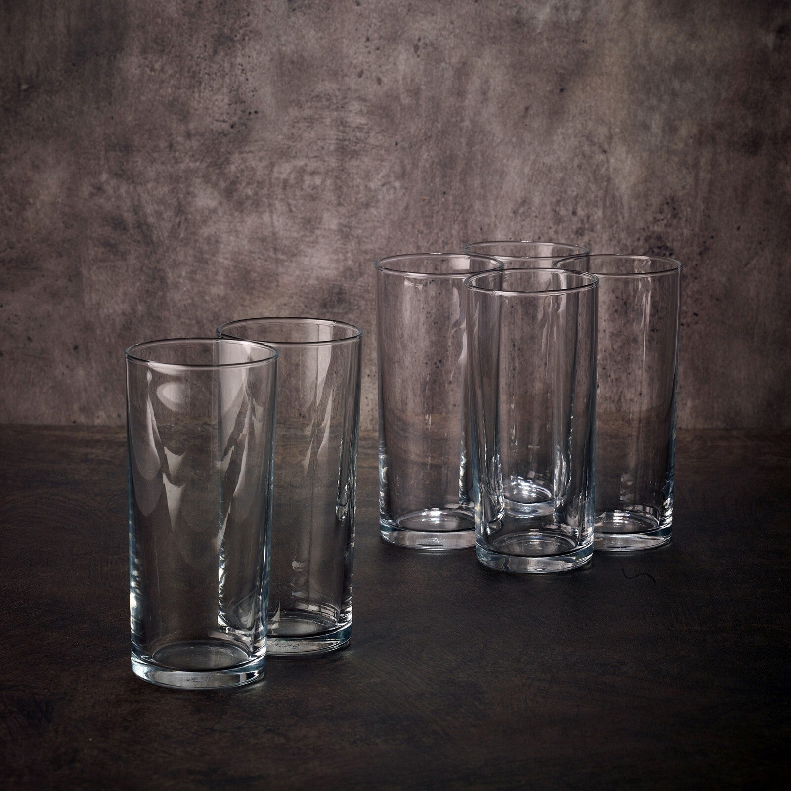Set of 6 Clear Glass Tall Water Juice Drinking Highball Tumbler Glasses 200Ml