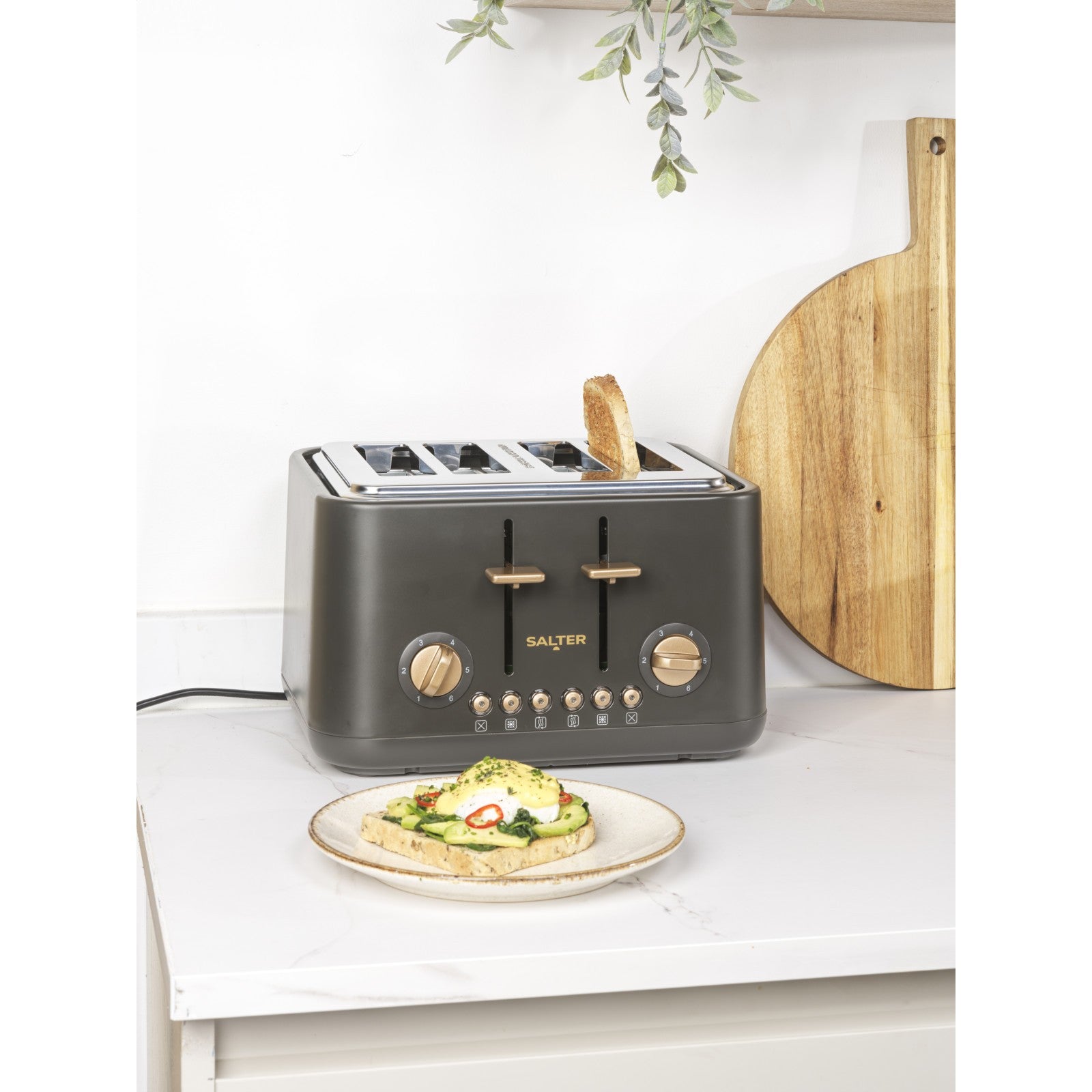 Salter Pebble 1.7L Fast Boil Kettle, 4-Slice Toaster, Bread Bin & Countertop Set