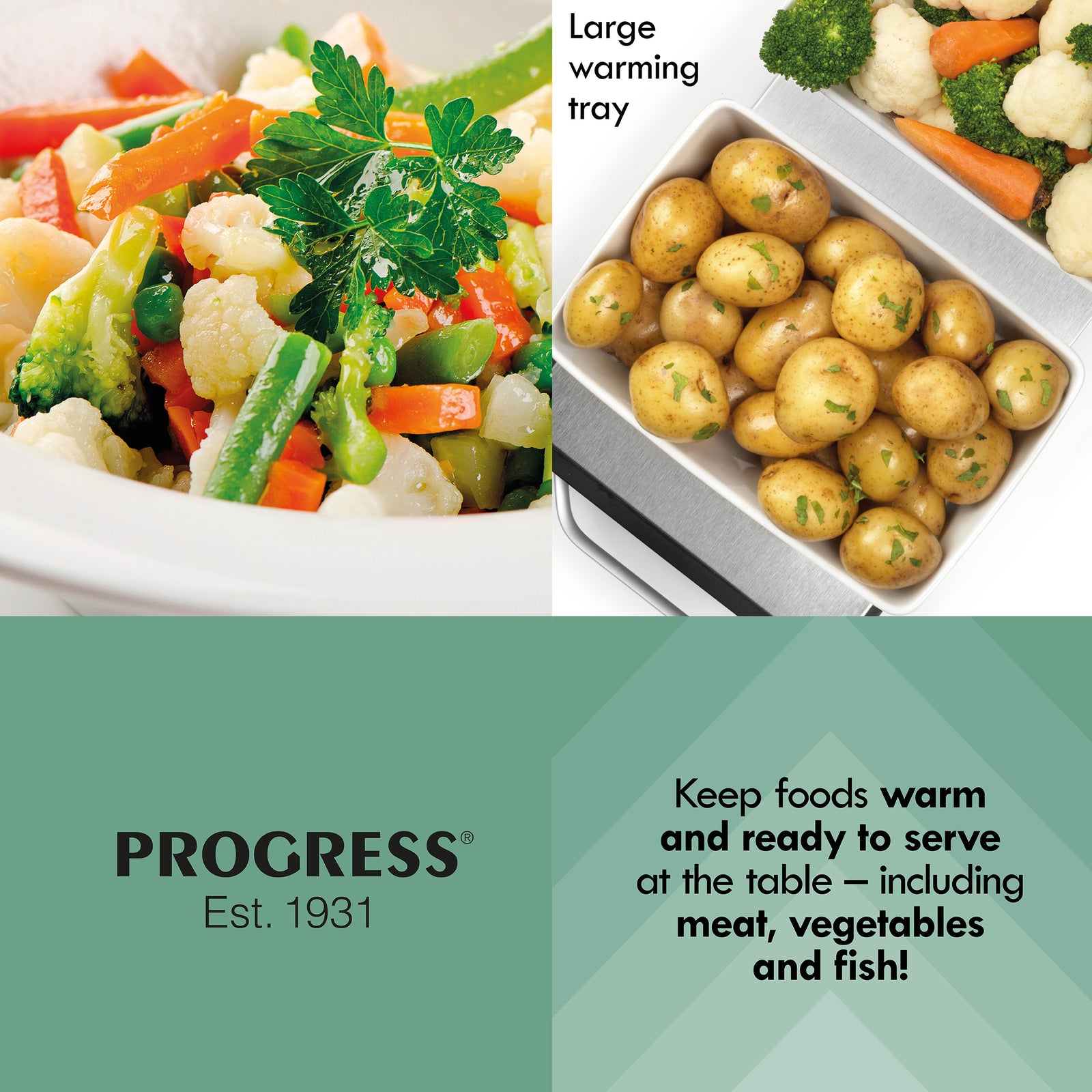 Progress Hot Plate Food Warmer Buffet Server Warming Tray Cordless (Open Box)