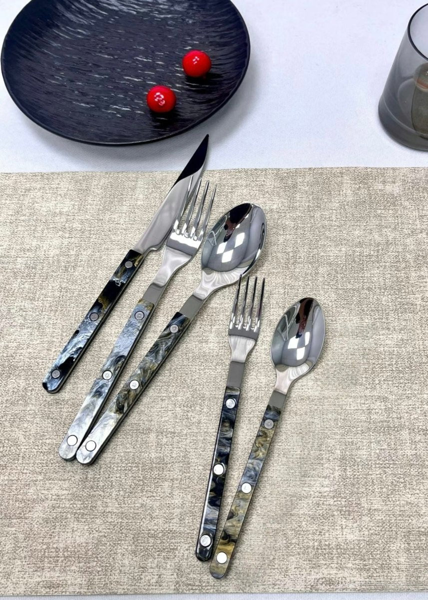 Set of 10 Pcs Modern Elegant Terra Flatware - Bistrot Style Cutlery Silverware Set