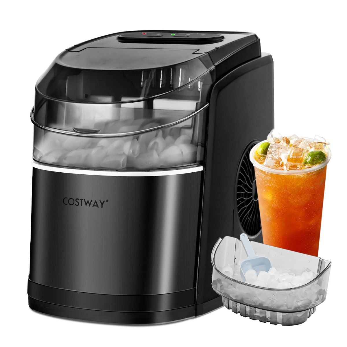Portable Countertop Ice Maker with Ice Scoop and Basket