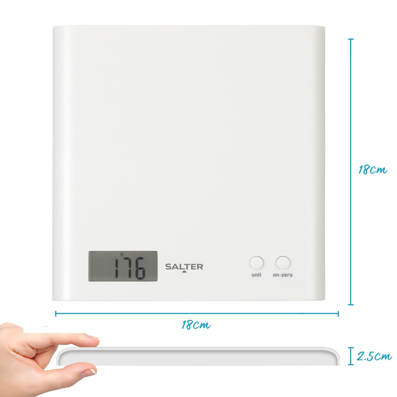 Salter ARC Digital Scale Kitchen Food Weighing Compact & Precise LCD Display 3Kg
