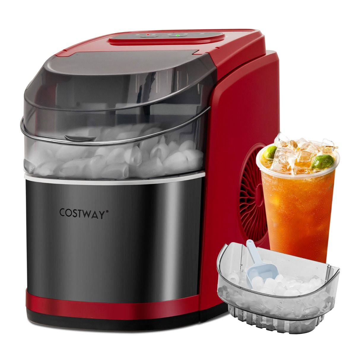 Portable Countertop Ice Maker with Ice Scoop and Basket