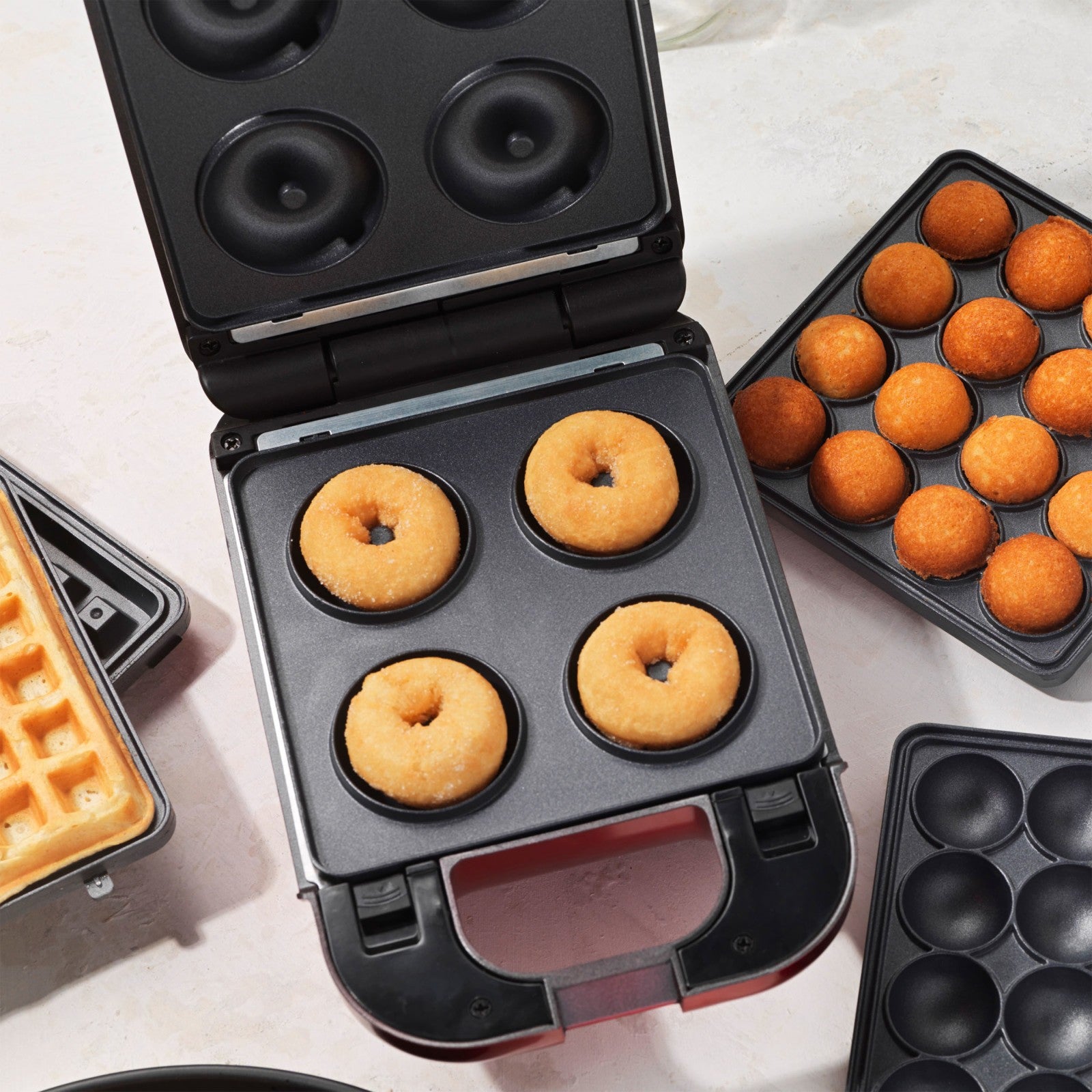 3-In-1 Treat Maker Donuts & Waffle Removable Non-Stick Plates American Originals