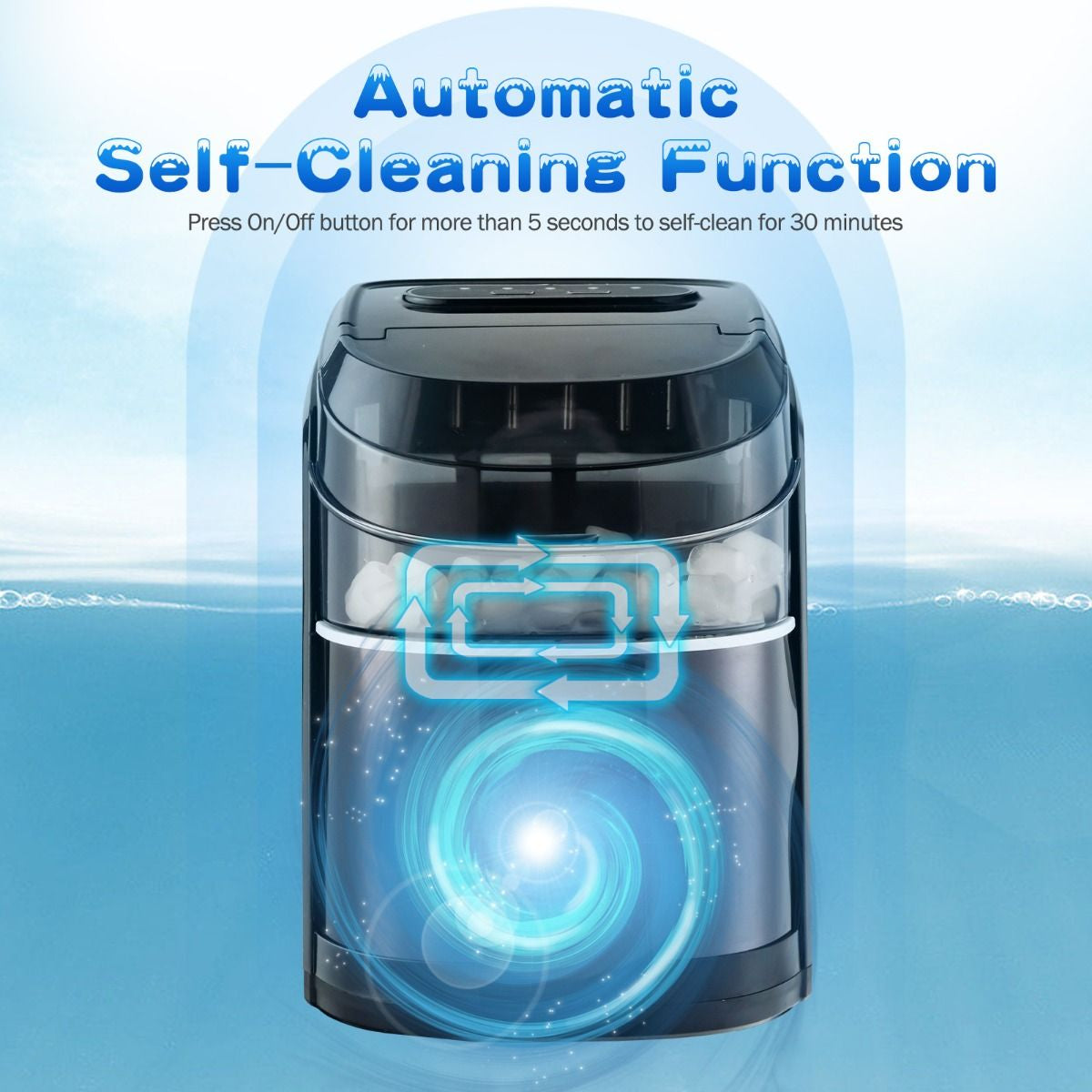 Portable Countertop Ice Maker with Ice Scoop and Basket