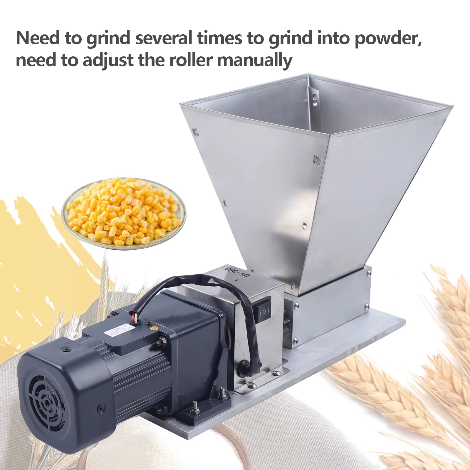 60W Electric Grain Grinder,75Rpm Large Capacity Home Grinding Tool,Food Processor Crops Grain Mill,Crushing Feed Mill,220/110V