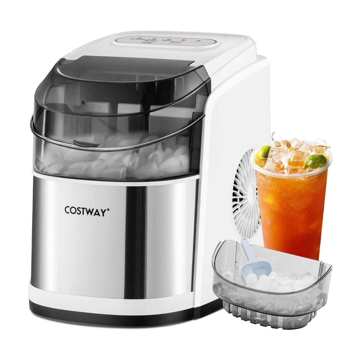 Portable Countertop Ice Maker with Ice Scoop and Basket