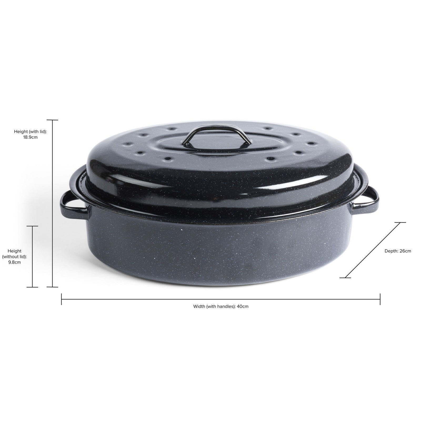 Salter Self-Basting Roaster 36 Cm Romano Vitreous Enamel Dishwasher Safe Black