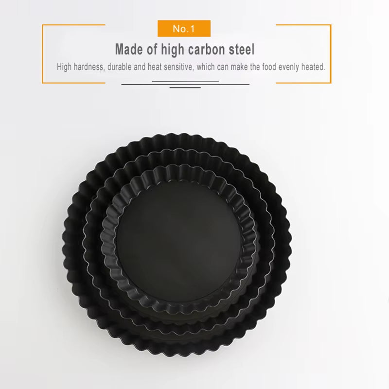 Non-Stick Tart Quiche Flan Pan Molds Pie Pizza Cake round Mould Removable Loose Bottom Fluted Heavy Duty Pie Pan Bakeware GYH