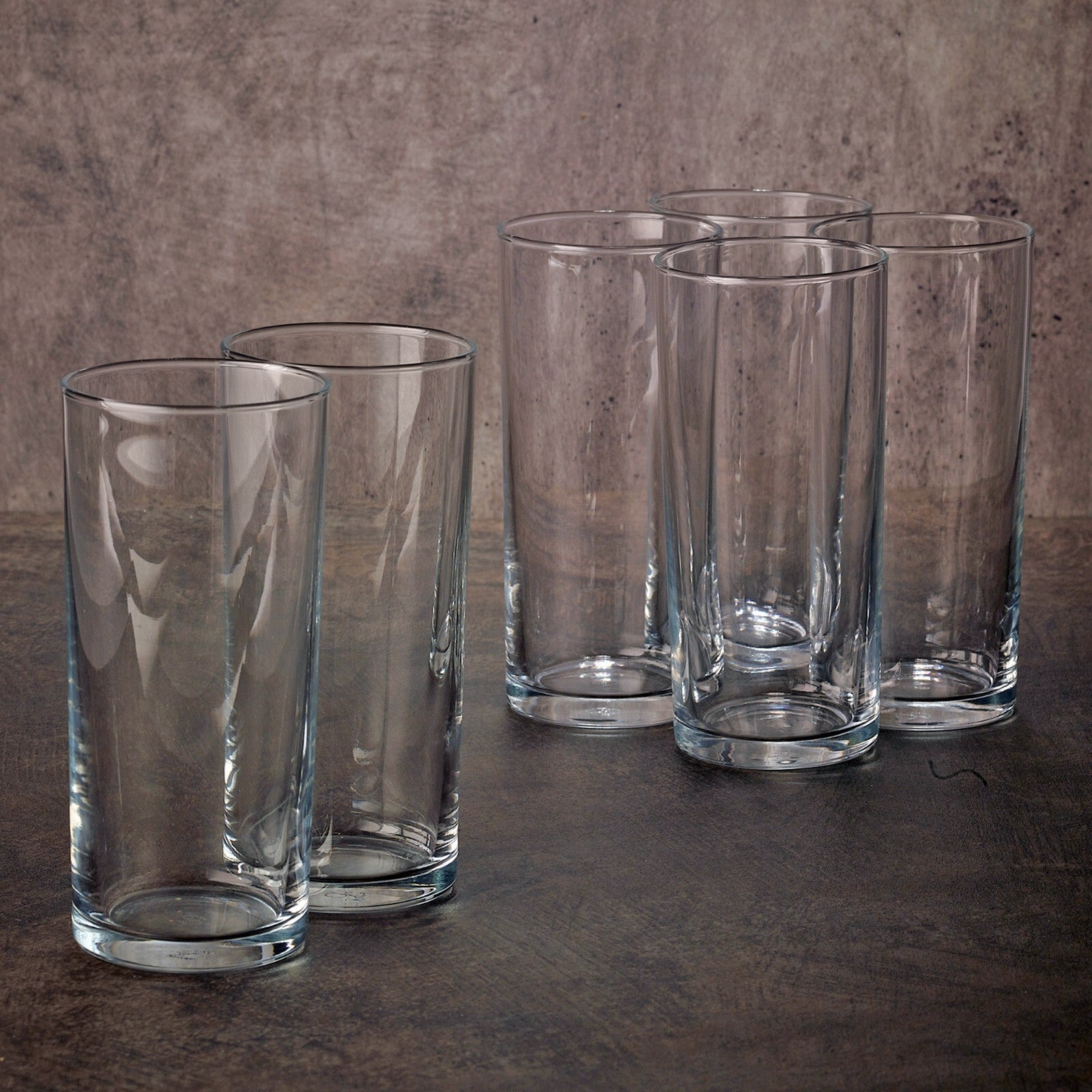 Set of 6 Clear Glass Tall Water Juice Drinking Highball Tumbler Glasses 200Ml