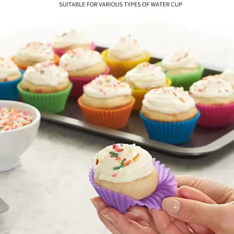 12Pcs/Lot Silicone Cake Mold round Heart Shape Muffin Cupcake Baking Molds Home Kitchen Bakeware BPA Free