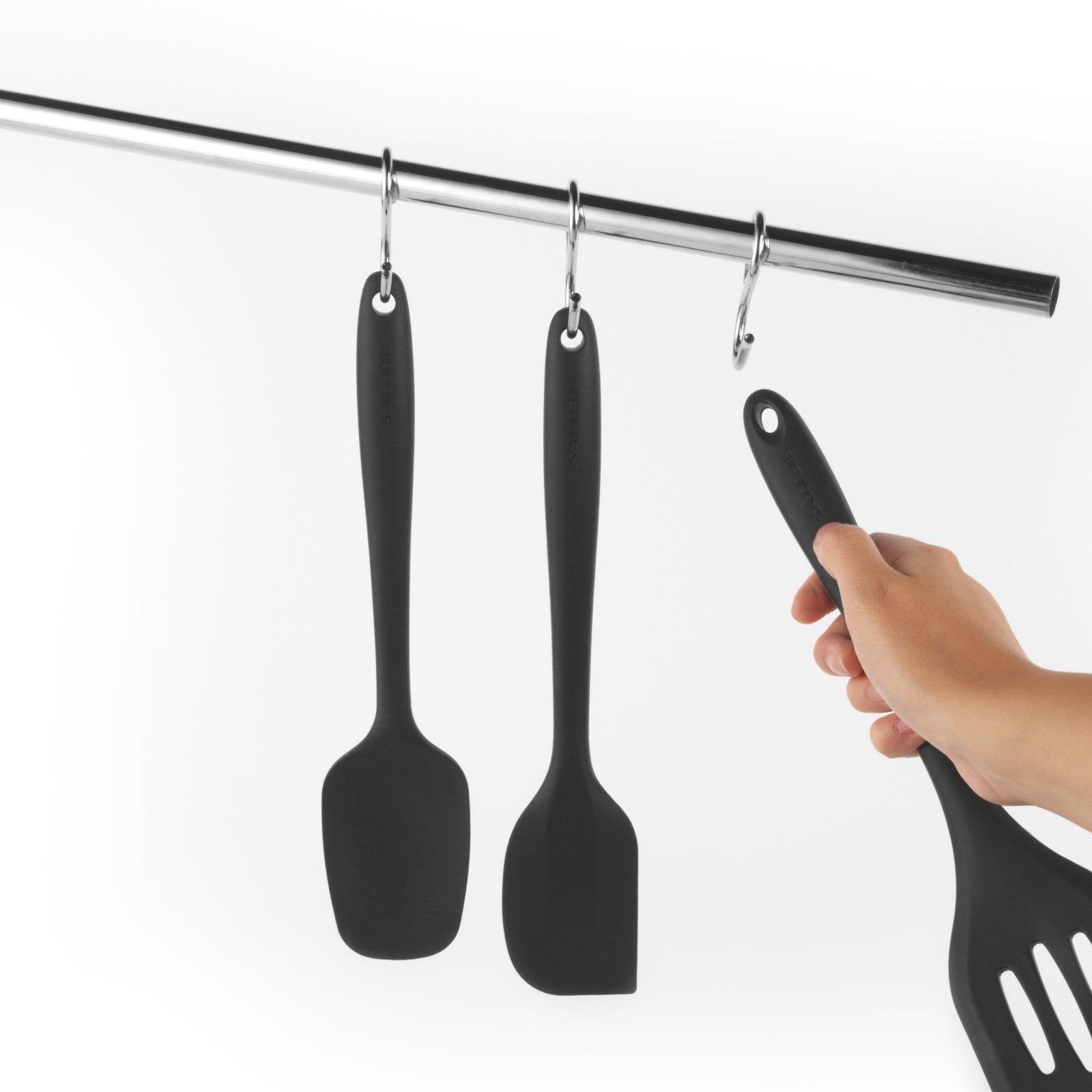 Salter Bakes Utensils Set 8 Piece Cooking Tools Easy Clean Heat Resistant Black
