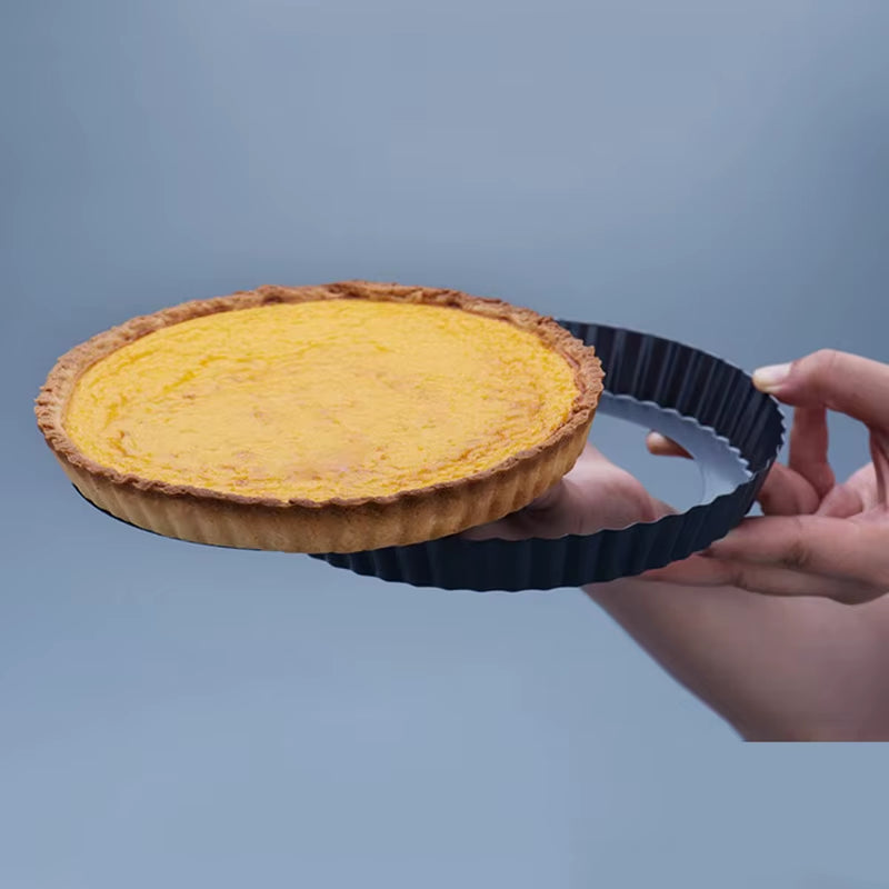 Non-Stick Tart Quiche Flan Pan Molds Pie Pizza Cake round Mould Removable Loose Bottom Fluted Heavy Duty Pie Pan Bakeware GYH