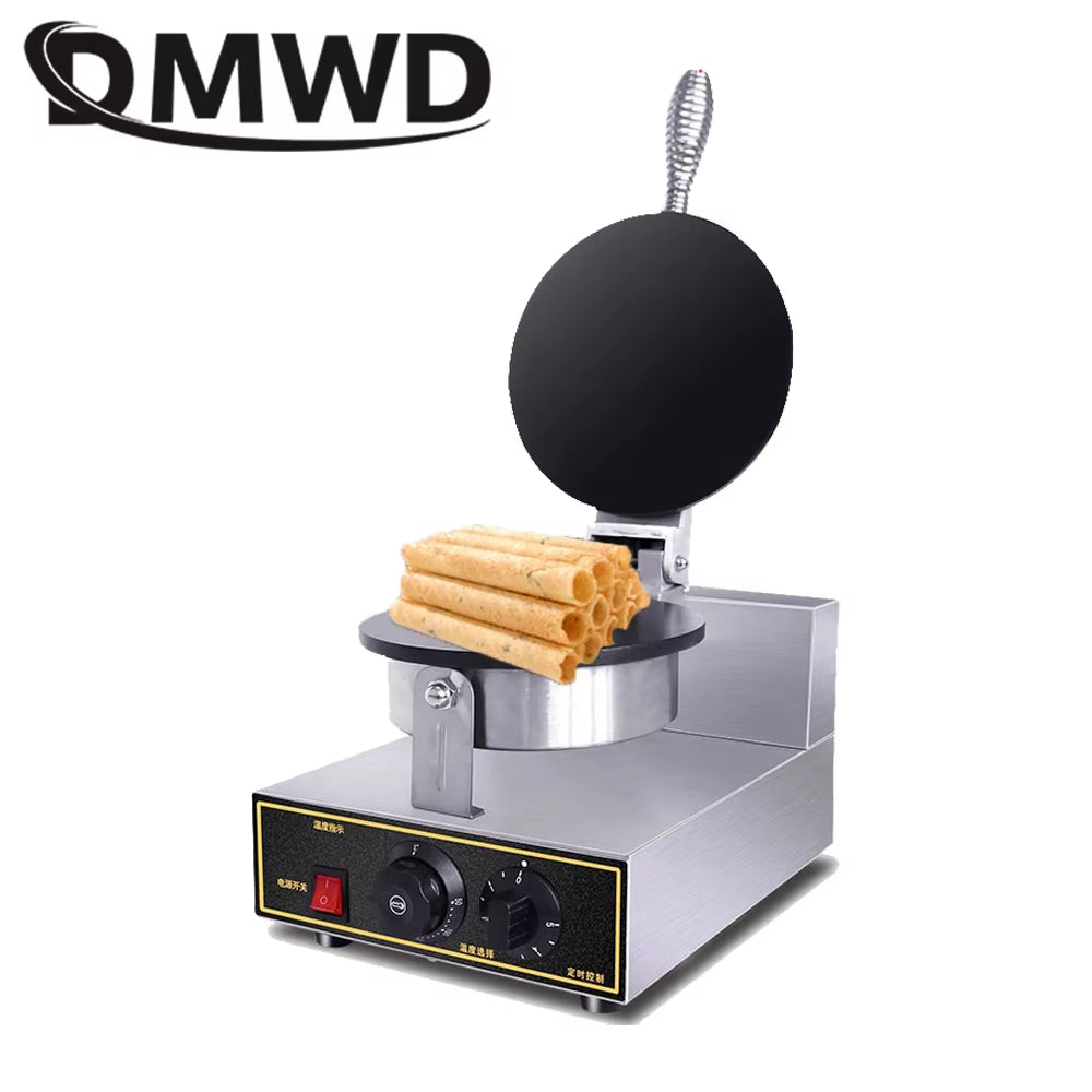 110V/220V Electric Ice Cream Cone Maker Cone Baking Pan Machine Crepe Crispy Egg Roll Baker Waffle Cake Bakeware EU US