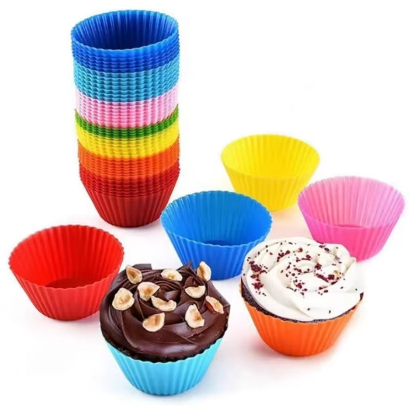 12Pcs/Lot Silicone Cake Mold round Heart Shape Muffin Cupcake Baking Molds Home Kitchen Bakeware BPA Free