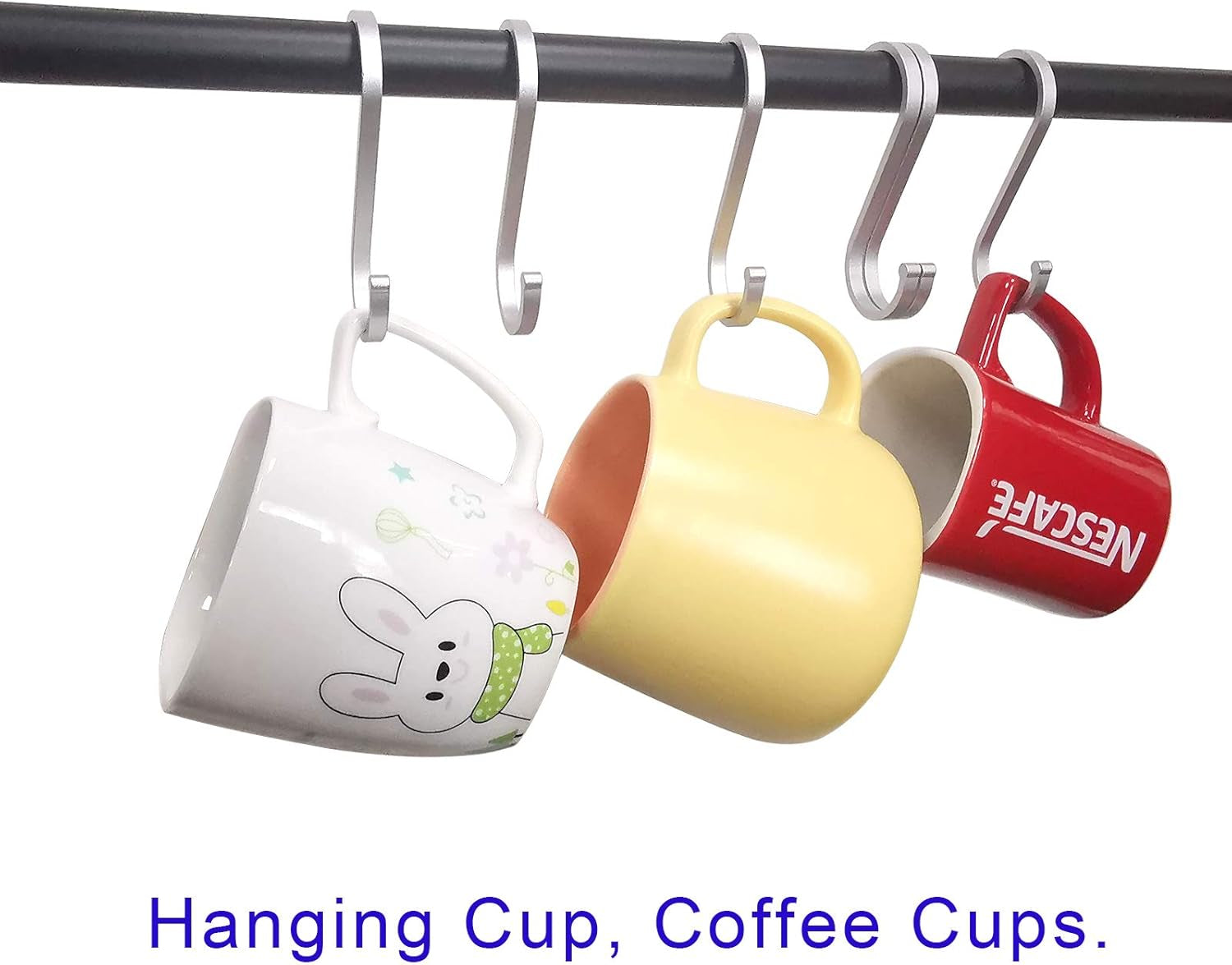 12 Pack S Hooks, Aluminum S Shaped Hooks, Heavy Duty S Hangers Hooks for Hanging Plants, Pots and Pans, Coffee Cups, Clothes Bags, Towels in Kitchen, Bedroom, Bathroom (Matte Finish Silver)