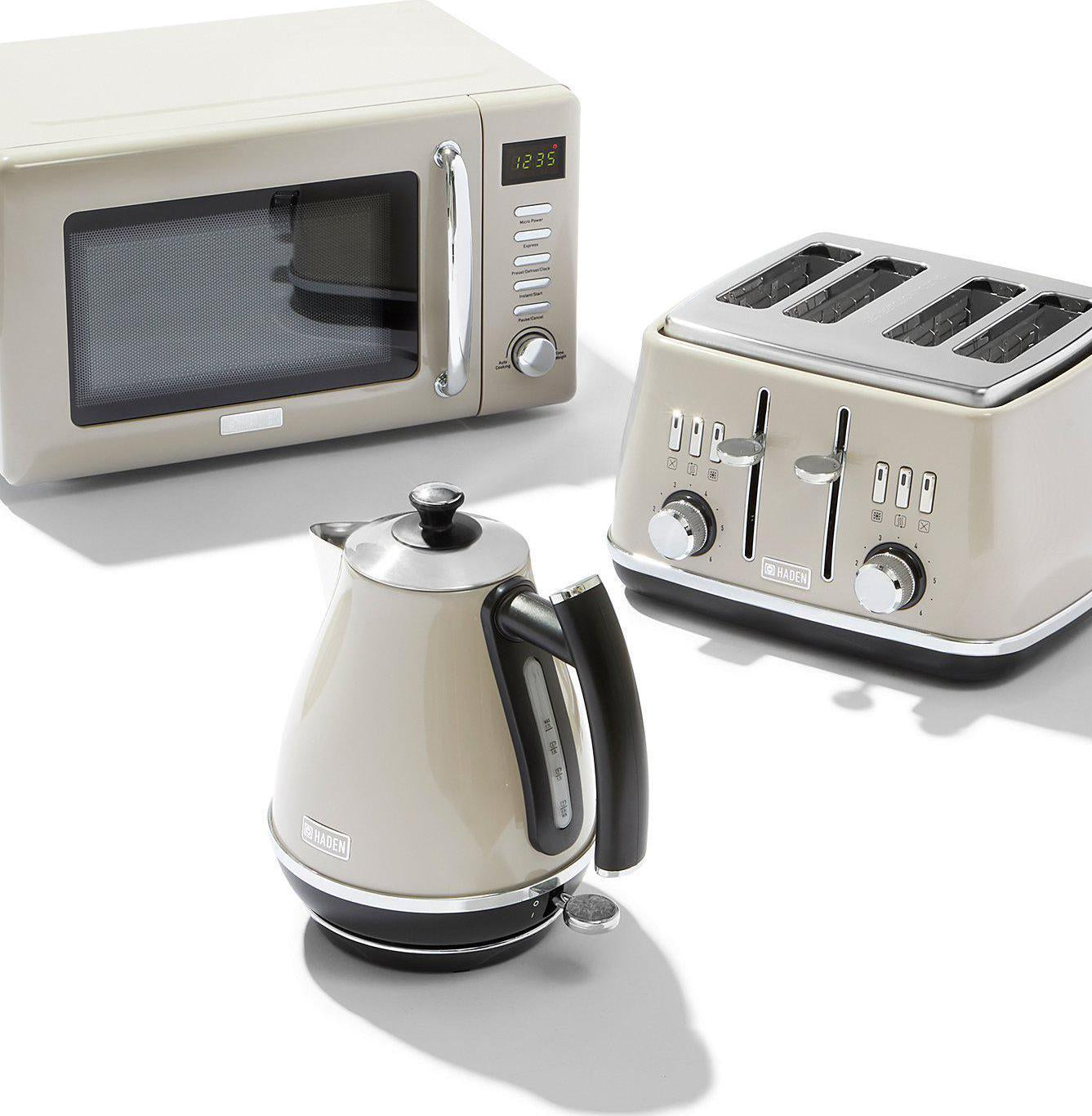 Haden - Kettle, Toaster & Microwave Set - 1.7L, 4 Slice, 800W - Cotswold-Taupe