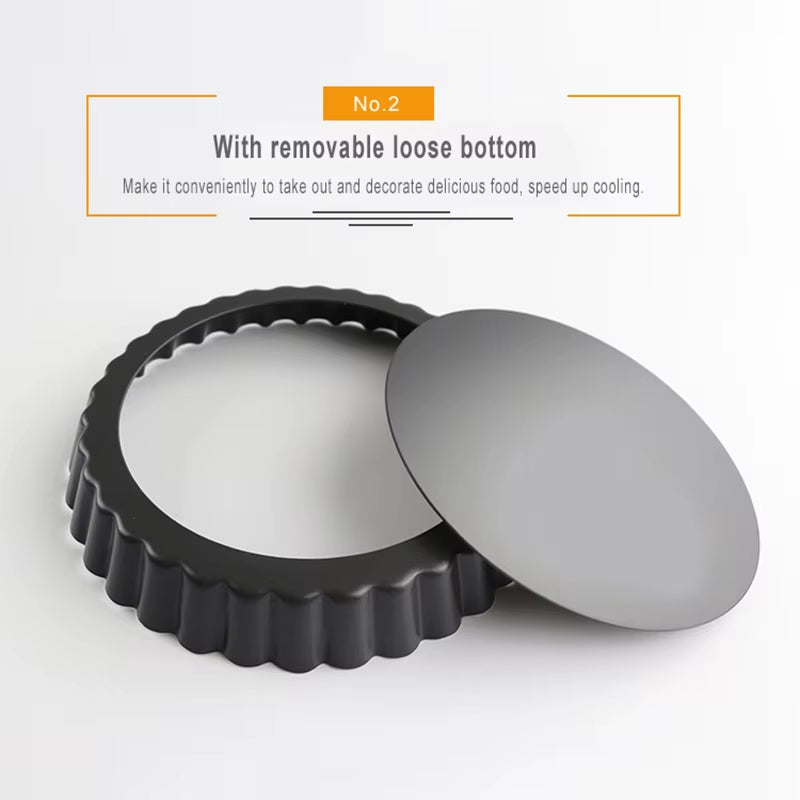 Non-Stick Tart Quiche Flan Pan Molds Pie Pizza Cake round Mould Removable Loose Bottom Fluted Heavy Duty Pie Pan Bakeware GYH