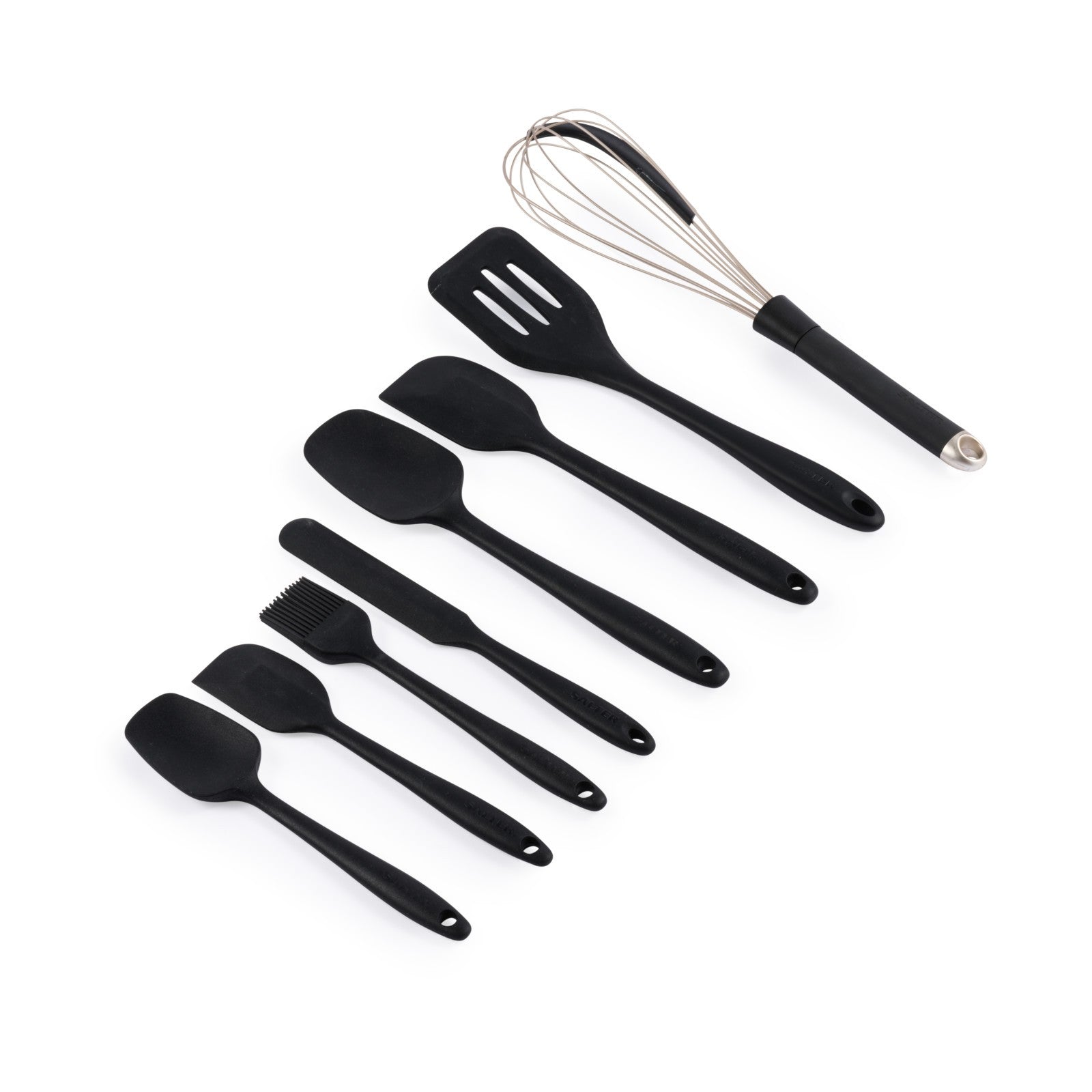 Salter Bakes Utensils Set 8 Piece Cooking Tools Easy Clean Heat Resistant Black