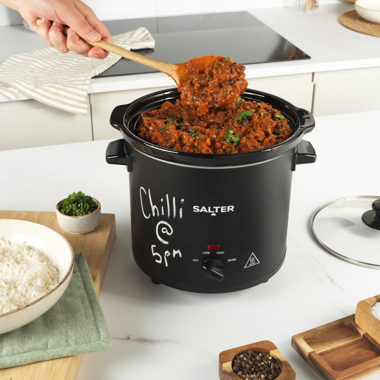 Salter Chalkboard Slow Cooker 3.5L Keep Warm Function 3 Heat Setting Family Size
