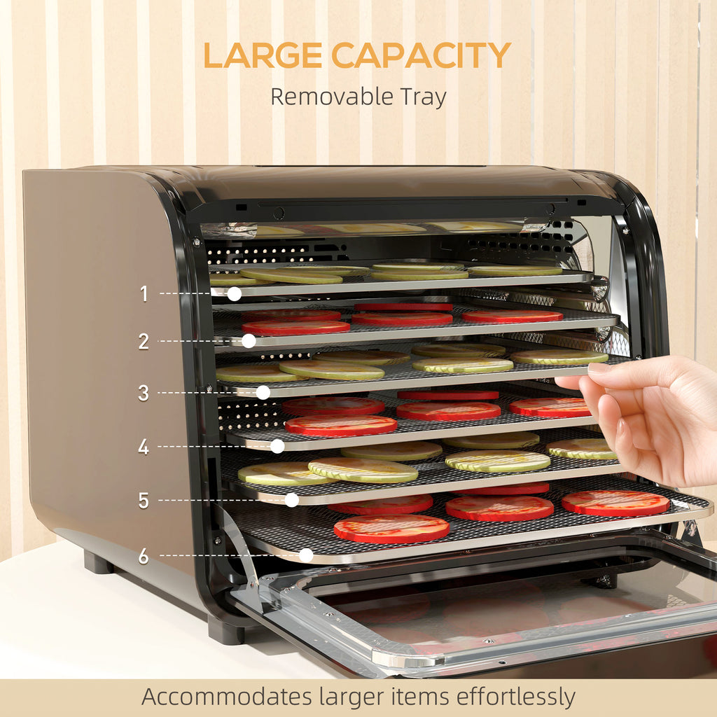 6 Tray Food Dehydrator with Adjustable Temperature, Timer, Freeze Dryer