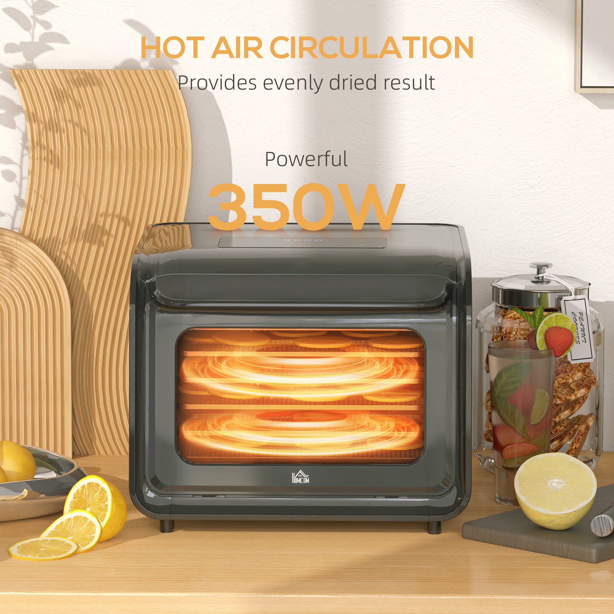 6 Tray Food Dehydrator with Adjustable Temperature, Timer, Freeze Dryer