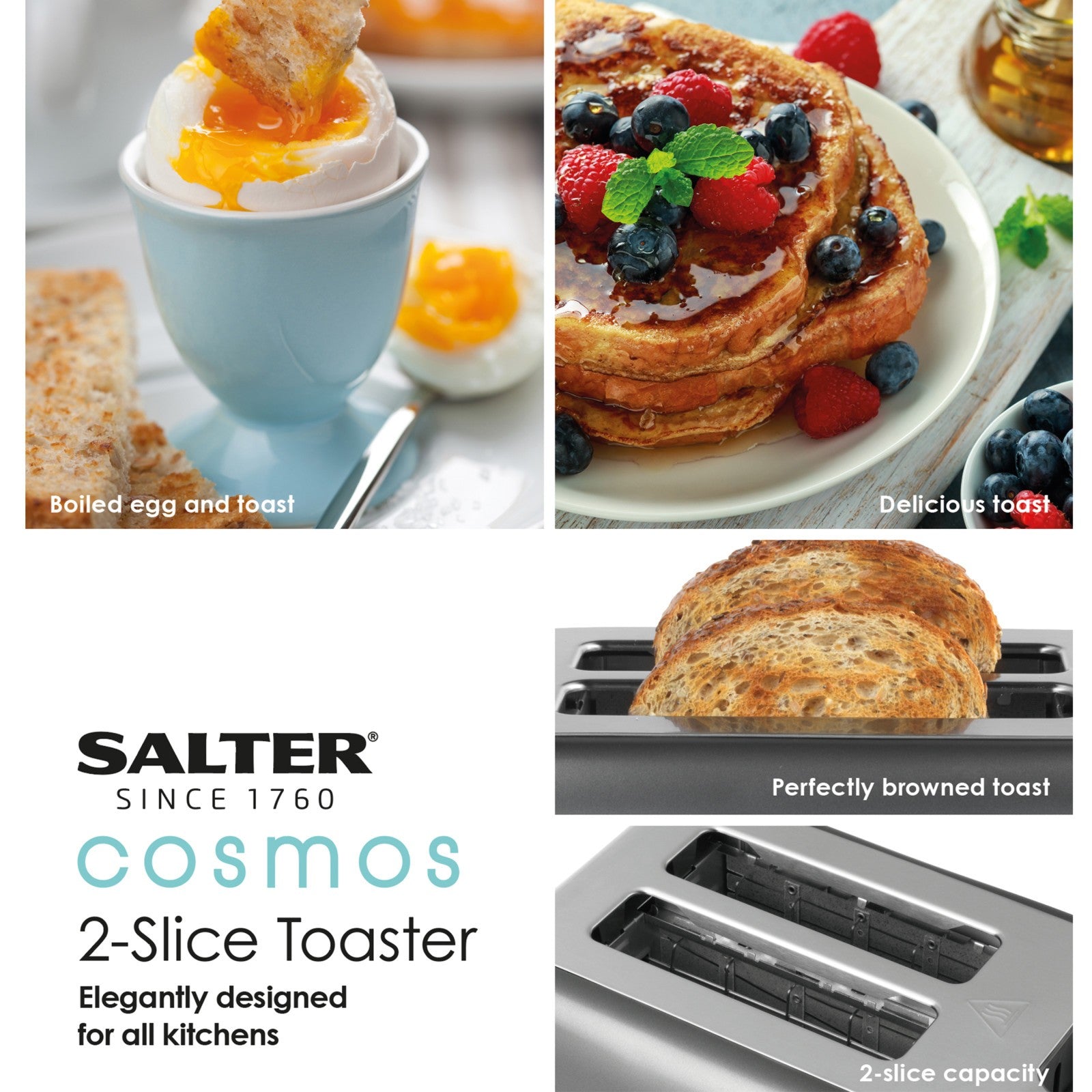 Salter Cosmos Kettle Toaster Microwave Set Kitchen Countertop Fast Boil 2-Slice