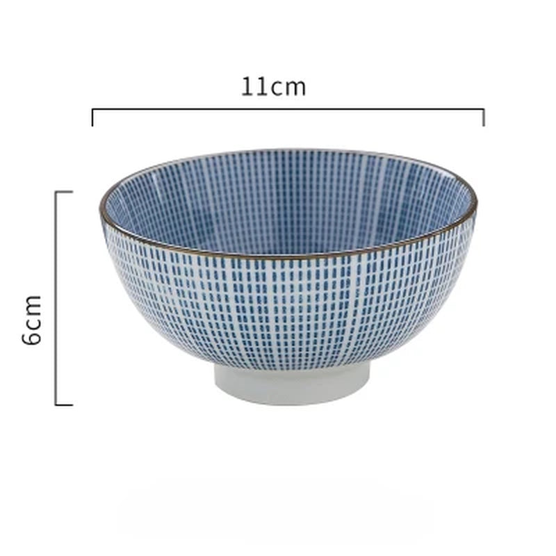 Japanese Classical Ceramic Bowls Tableware Kitchen Soup Noodle Rice Bowl Big Ramen Bowl Spoon and Teacup