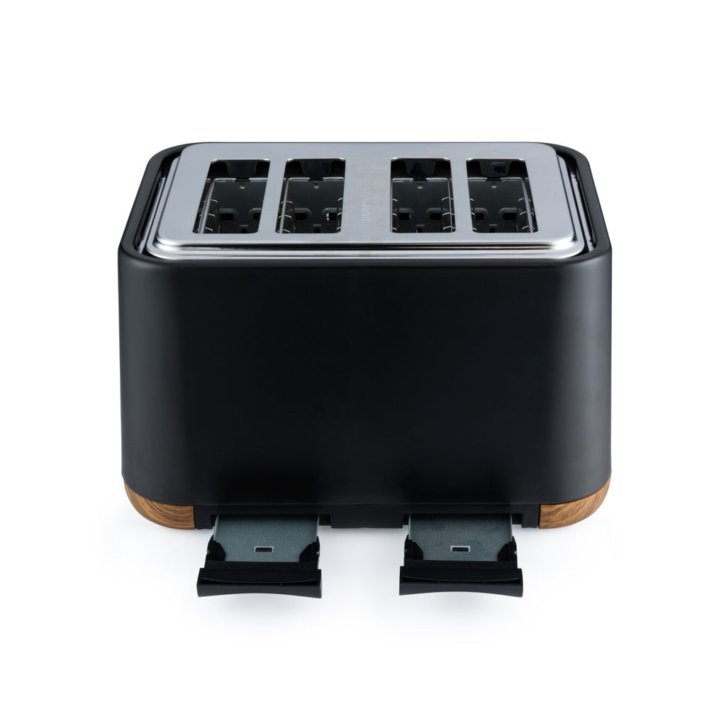 Salter 4-Slice Toaster Wide Slots for Thick Bread Crumb Tray Black Wood Effect