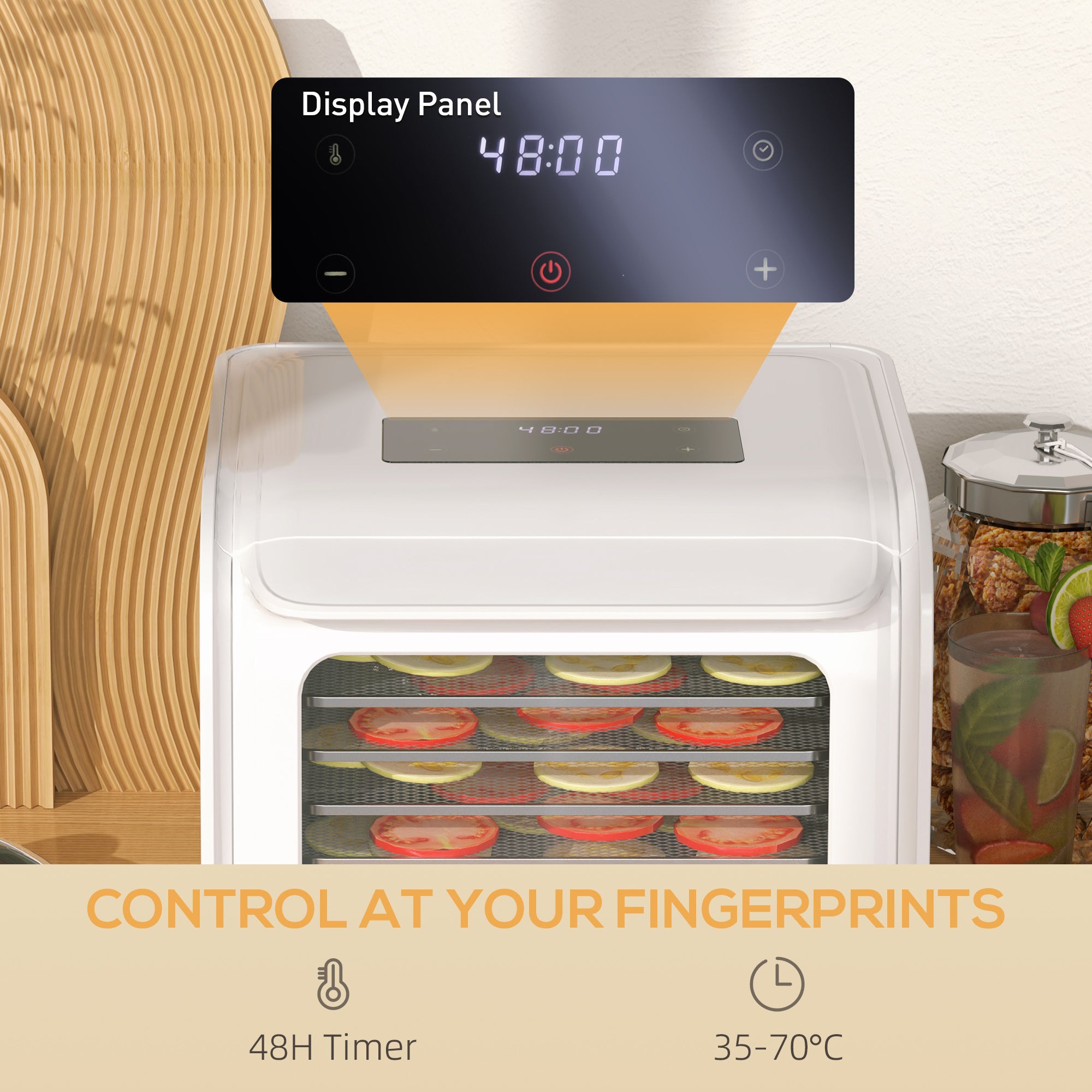 6 Tray Food Dehydrator with Adjustable Temperature, Timer, Freeze Dryer