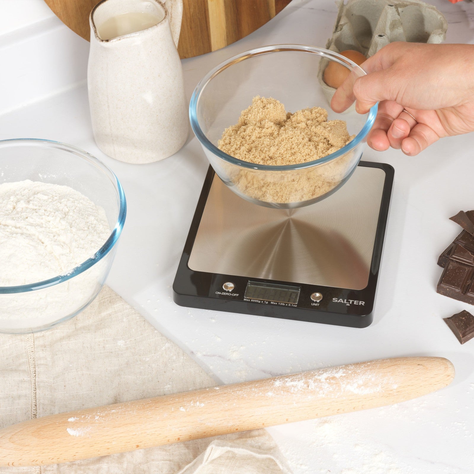 Salter Kitchen Scale Digital Stainless Steel Platform Cooking Scale Black Evo