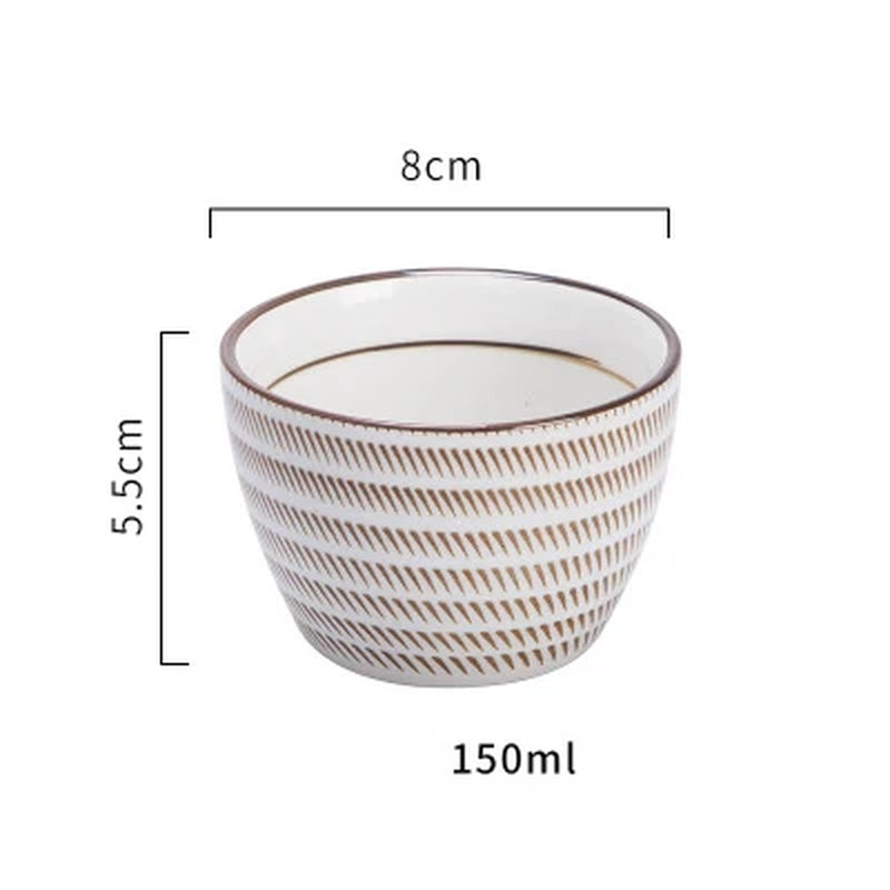 Japanese Classical Ceramic Bowls Tableware Kitchen Soup Noodle Rice Bowl Big Ramen Bowl Spoon and Teacup