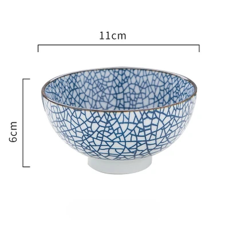 Japanese Classical Ceramic Bowls Tableware Kitchen Soup Noodle Rice Bowl Big Ramen Bowl Spoon and Teacup