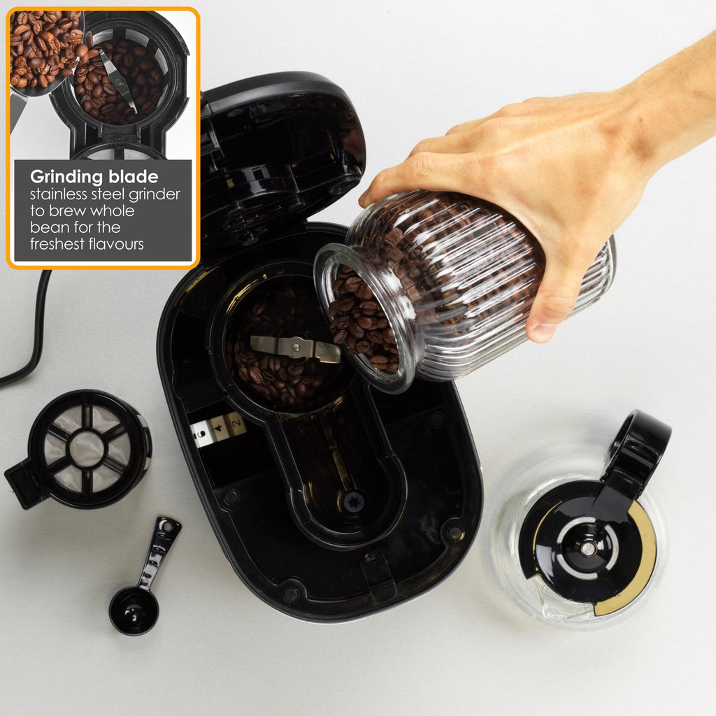 Salter Coffee Maker Machine Caffé Bean to Jug Grind & Brew with 750Ml Carafe