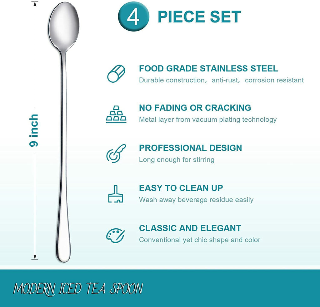 Latte Spoons – Long Handle Coffee, Dessert & Ice Cream Sundae Spoons, High Quali