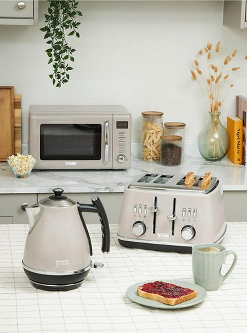 Haden - Kettle, Toaster & Microwave Set - 1.7L, 4 Slice, 800W - Cotswold-Taupe