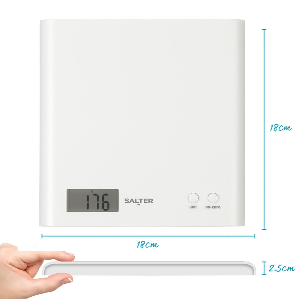 Salter ARC Digital Scale Kitchen Food Weighing Compact & Precise LCD Display 3Kg