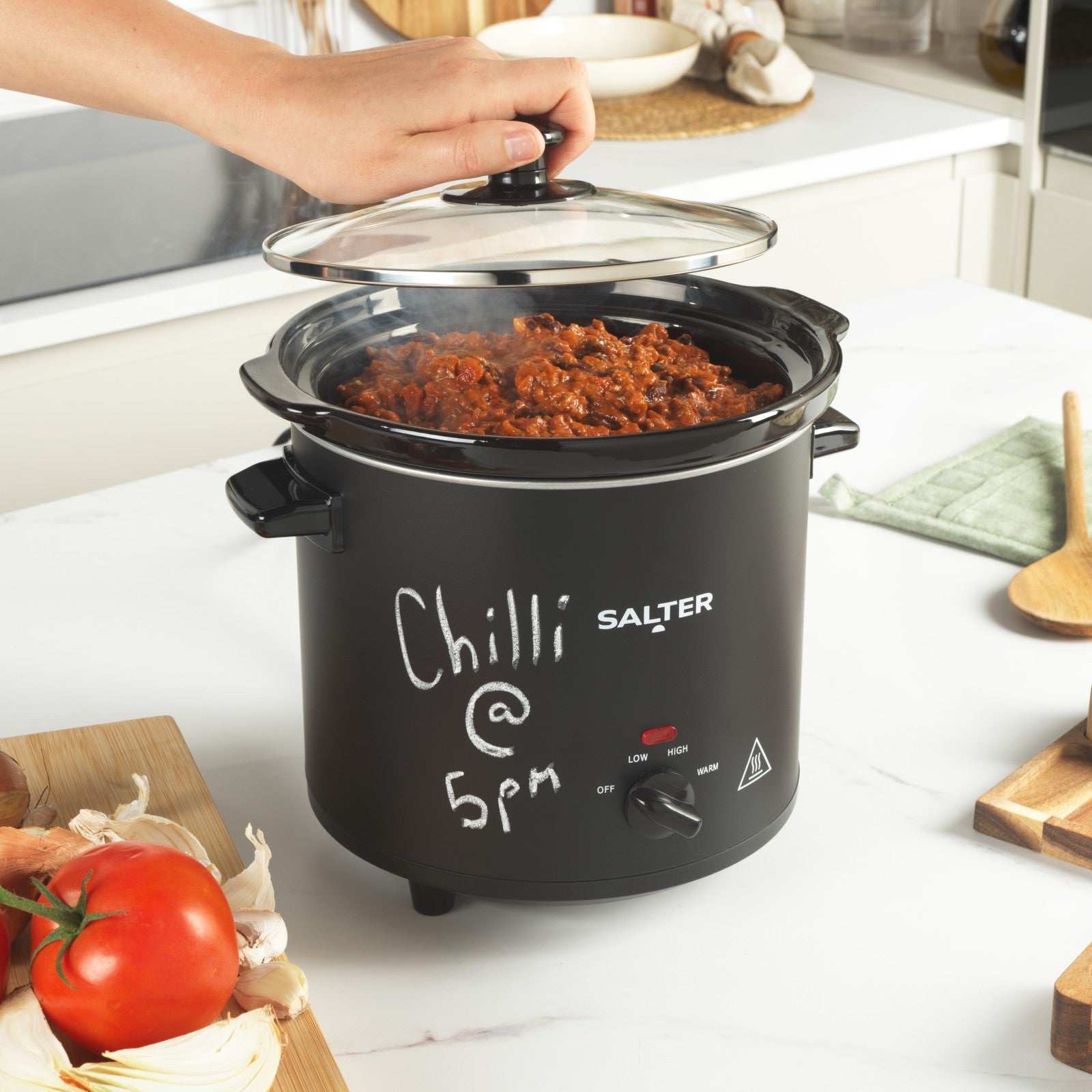Salter Chalkboard Slow Cooker 3.5L Keep Warm Function 3 Heat Setting Family Size