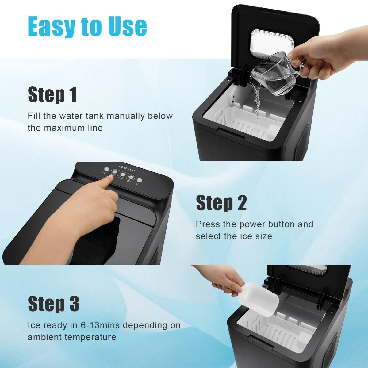 15KG/24H Countertop Ice Making Machine with Auto Clean