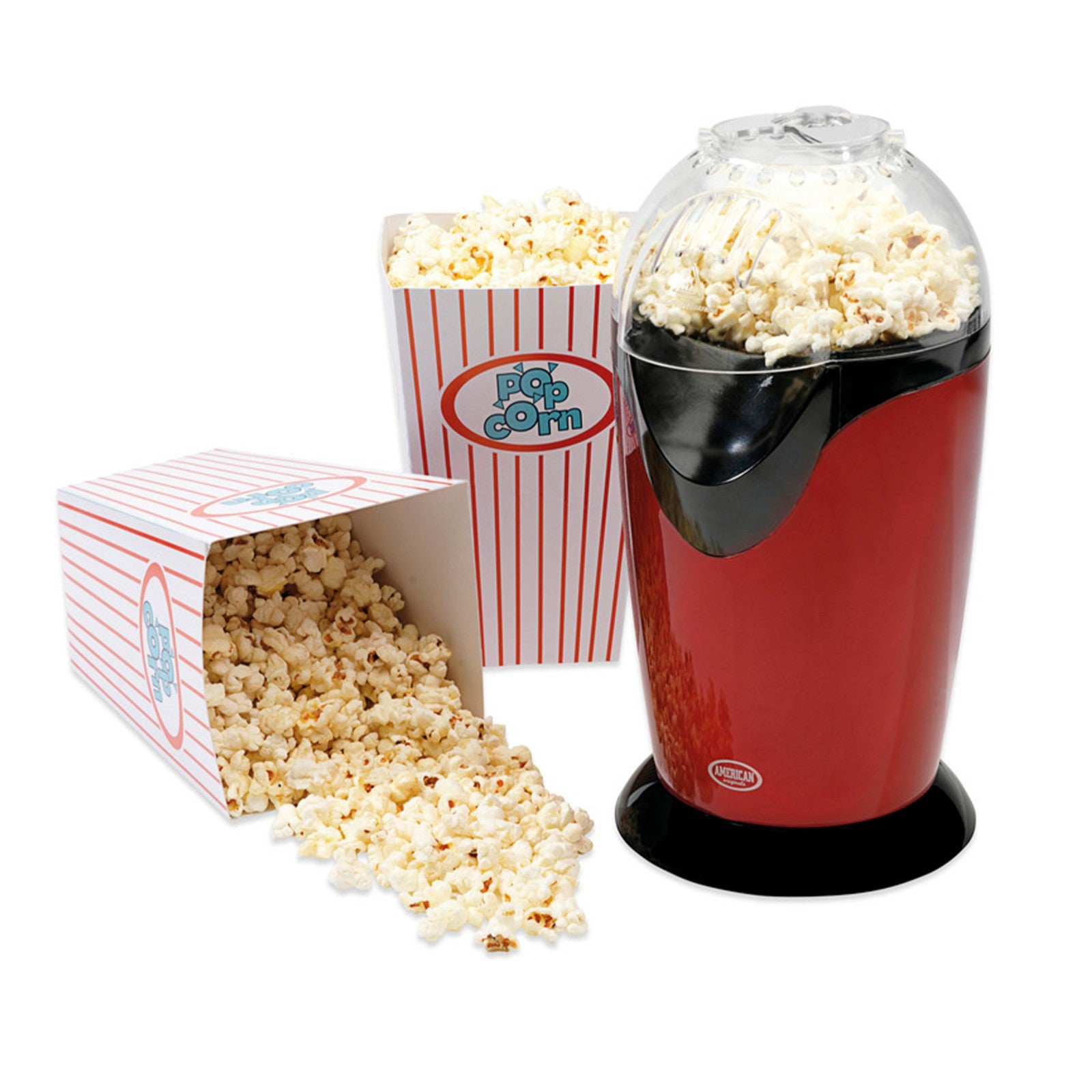 Electric Hot Air Popcorn Maker Healthy Snack Maker 1100W Red American Originals