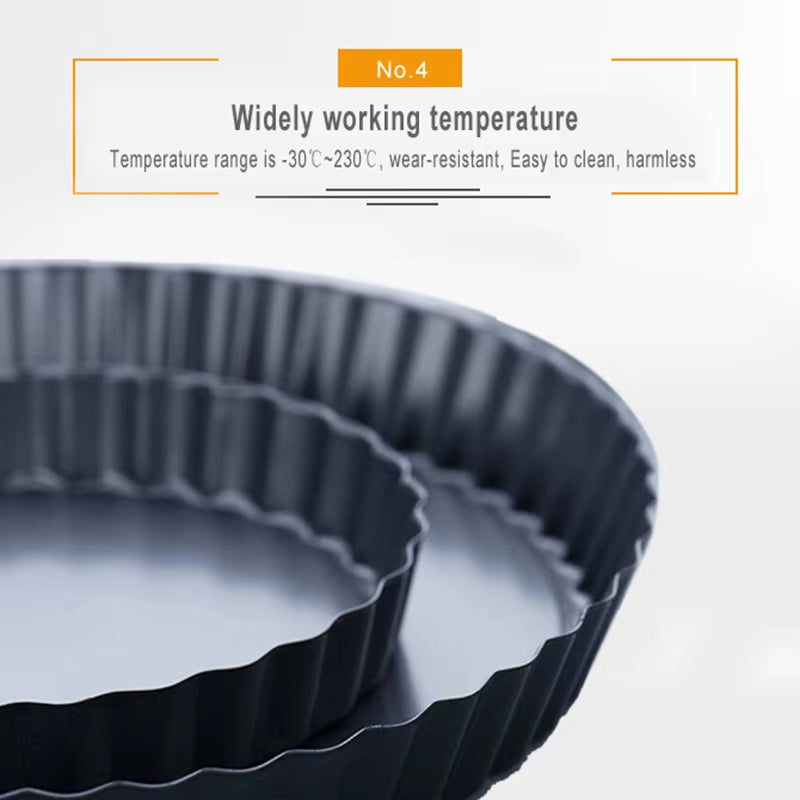 Non-Stick Tart Quiche Flan Pan Molds Pie Pizza Cake round Mould Removable Loose Bottom Fluted Heavy Duty Pie Pan Bakeware GYH