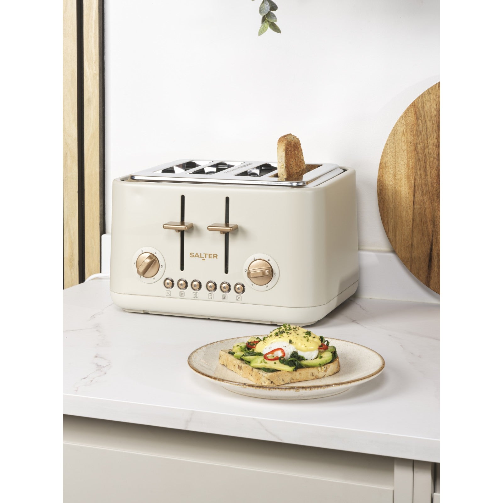 Salter Stone Pebble Kettle & 4-Slice Toaster Set, 1.7L, Fast Boil, Wide Slots